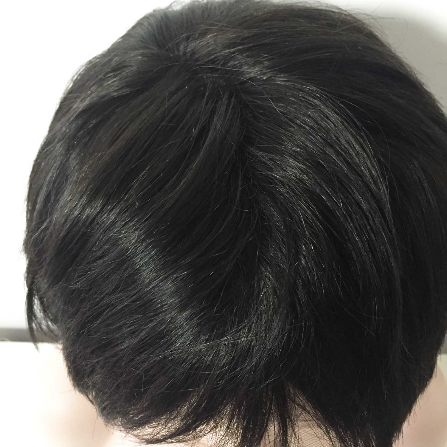 nevermindyrhead Women Black Human Hair Full Lace Short Straight Fringe Bangs Wig