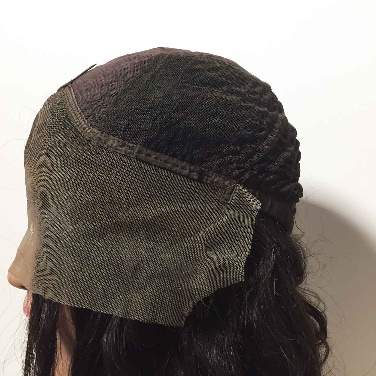 nevermindyrhead Women Black Human Hair Lace Front Short Curly Middle Part Wig