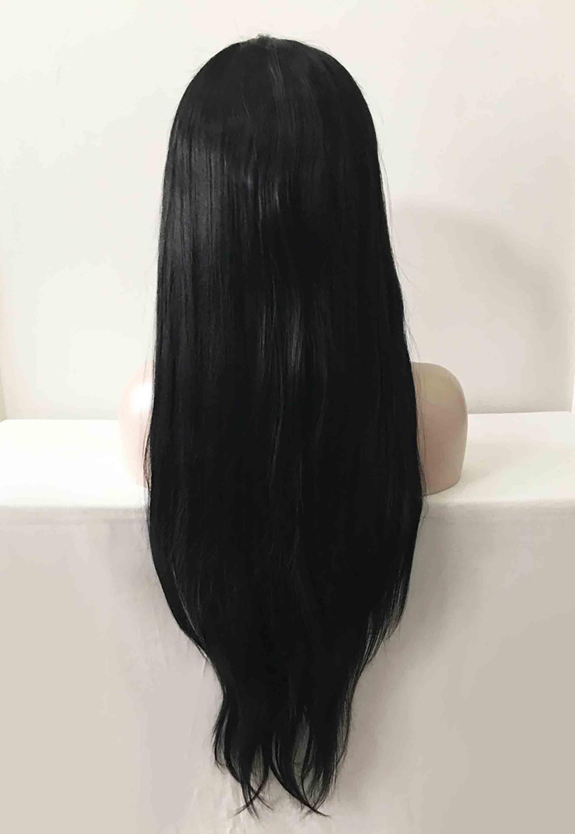 nevermindyrhead Women Black Lace Front Long Straight Pre-plucked Middle Part Wig