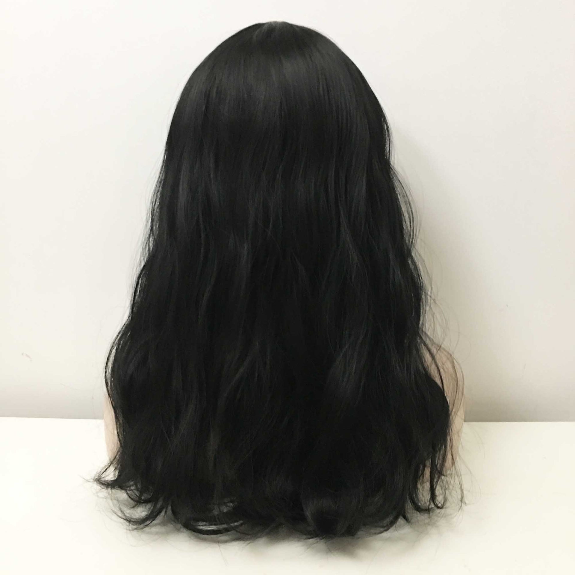 nevermindyrhead Women Black Long Natural Wavy Wispy Fringe Bangs Wig