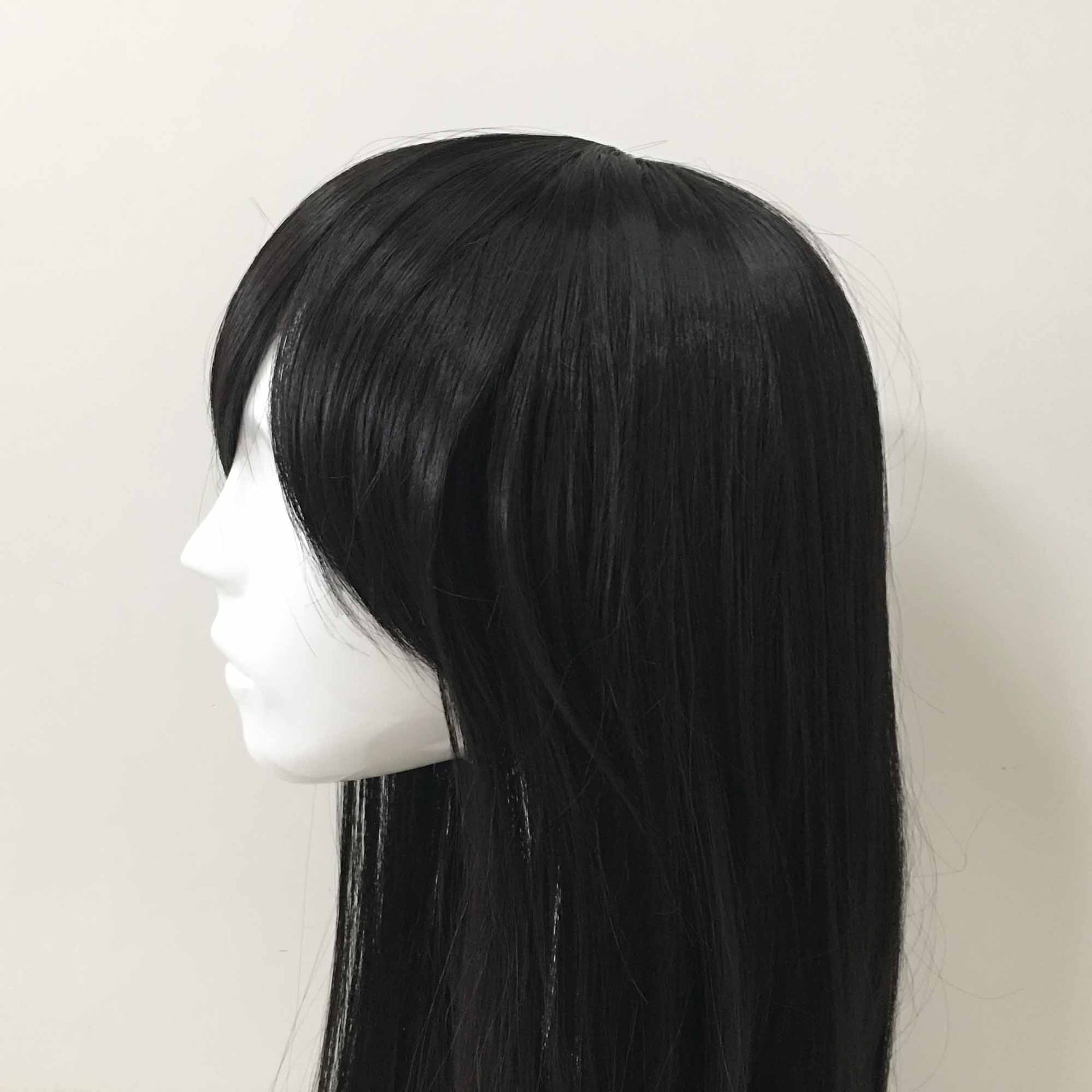 nevermindyrhead Women Black Long Straight Fringe Bangs Cosplay Wig