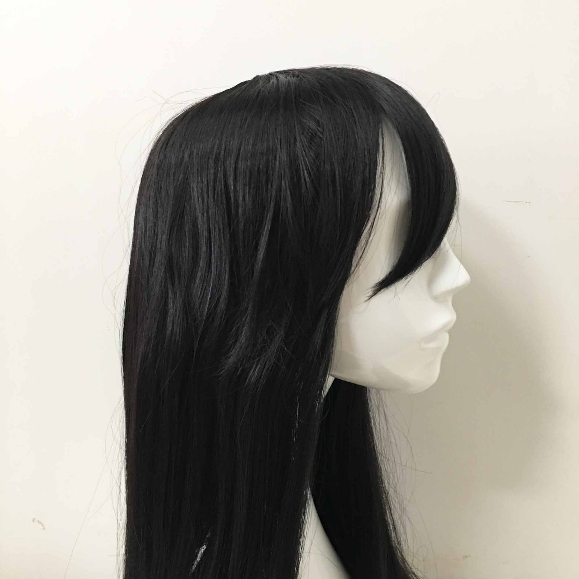 nevermindyrhead Women Black Long Straight Fringe Bangs Cosplay Wig