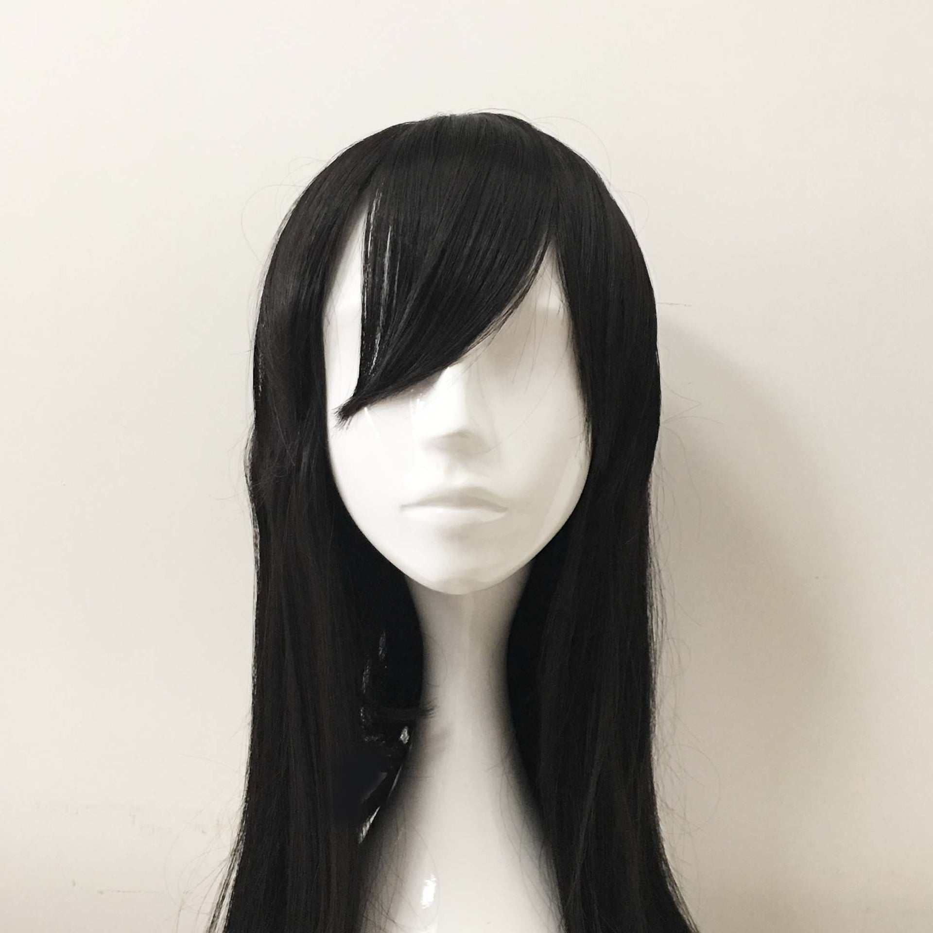 nevermindyrhead Women Black Long Straight Fringe Bangs Cosplay Wig