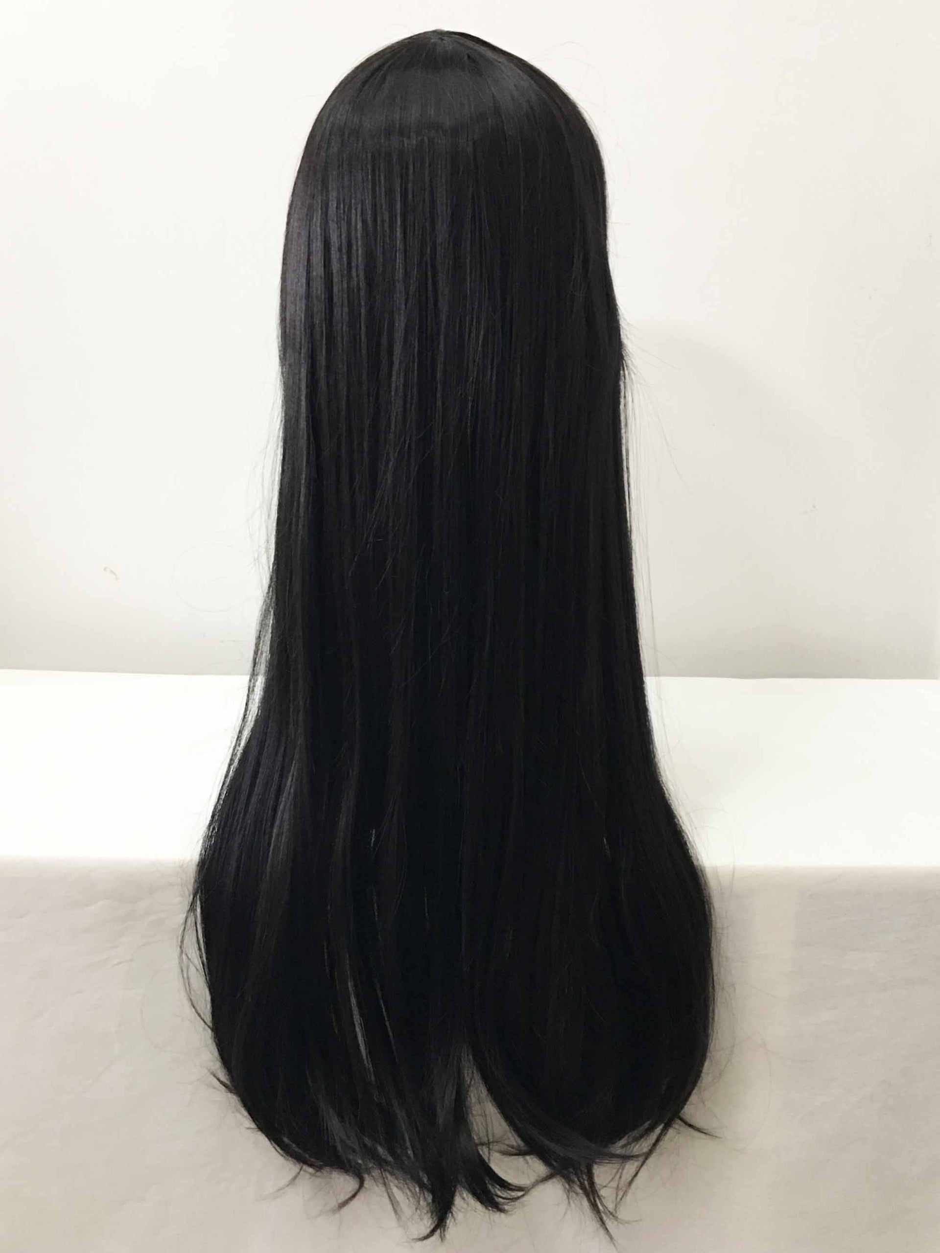 nevermindyrhead Women Black Long Straight Fringe Bangs Cosplay Wig