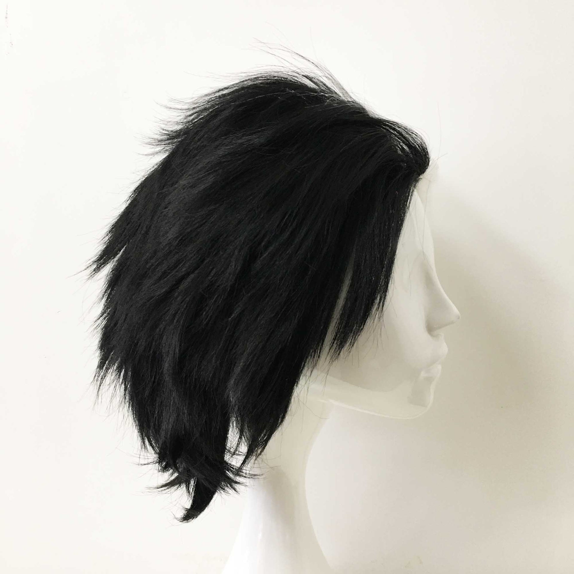 nevermindyrhead Women Black White Short Straight Slicked Back Layered Cosplay Wig
