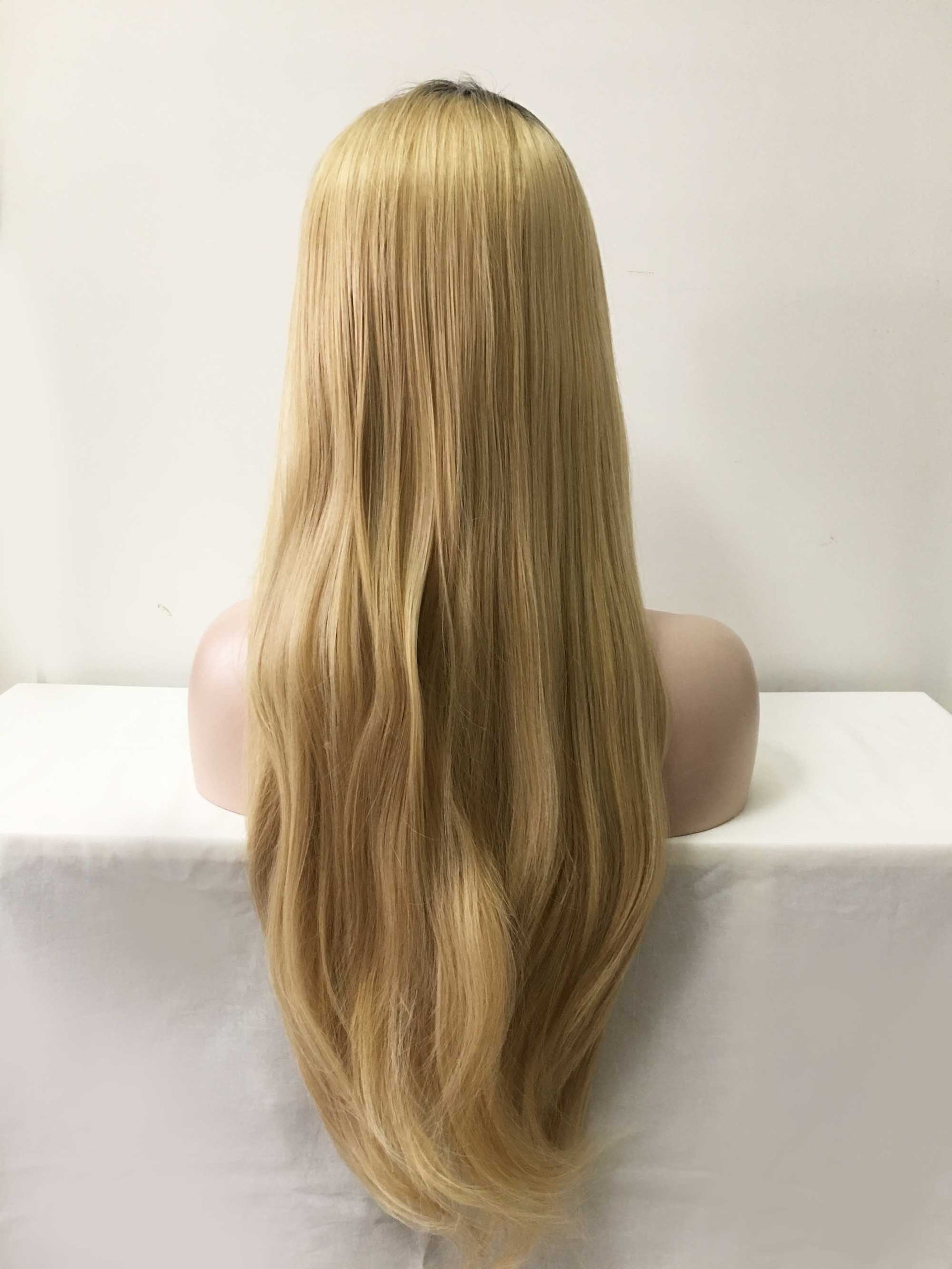nevermindyrhead Women Blonde Dark Root Long Straight Middle Part Wig