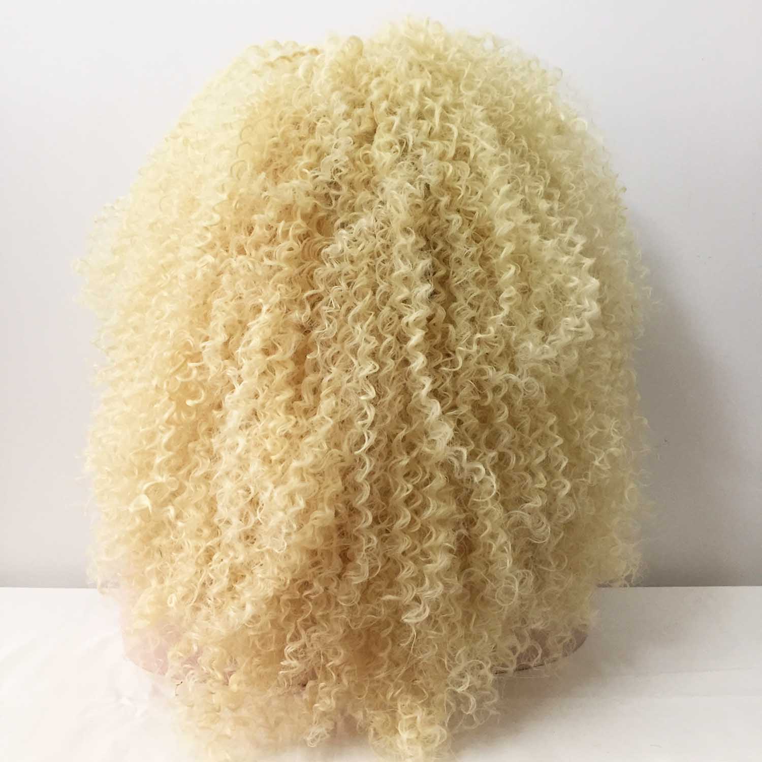 nevermindyrhead Women Blonde Lace Front Long Kinky Curly Thick Wig