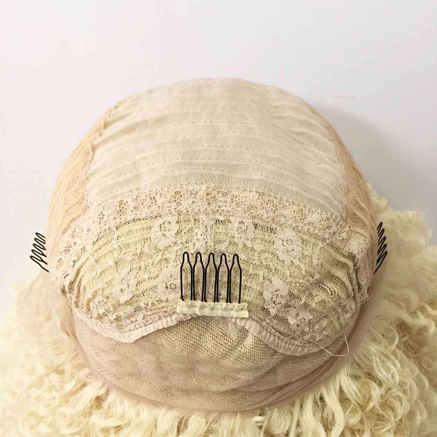 nevermindyrhead Women Blonde Lace Front Long Kinky Curly Thick Wig