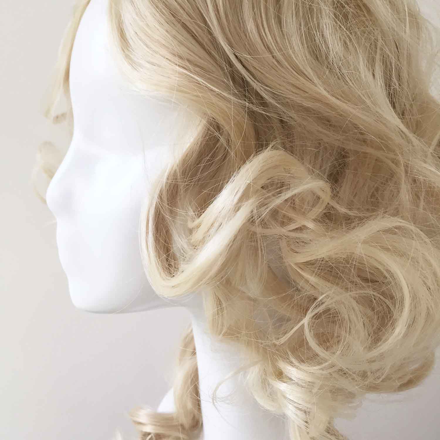 nevermindyrhead Women Blonde Long Curly Side Part Different Length Cosplay Wig