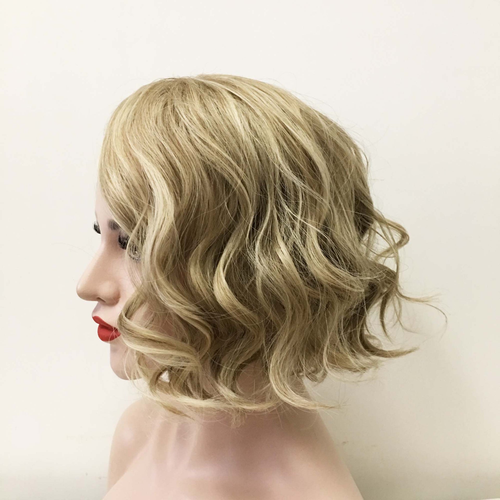 nevermindyrhead Women Blonde Short Curly Bob Side Part Wig