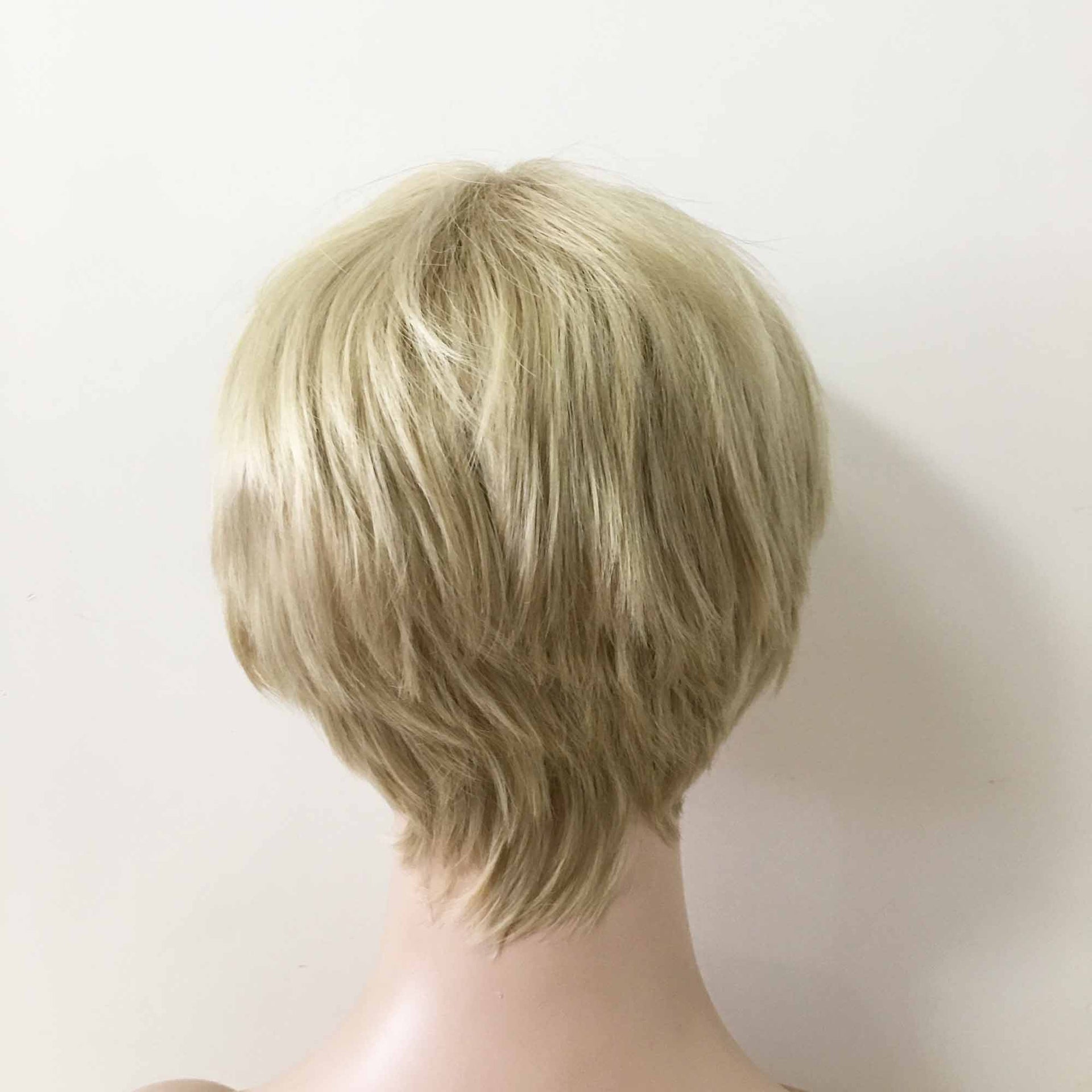 nevermindyrhead Women Blonde Short Straight Pixie Boy Cut Fringe Bangs Wig