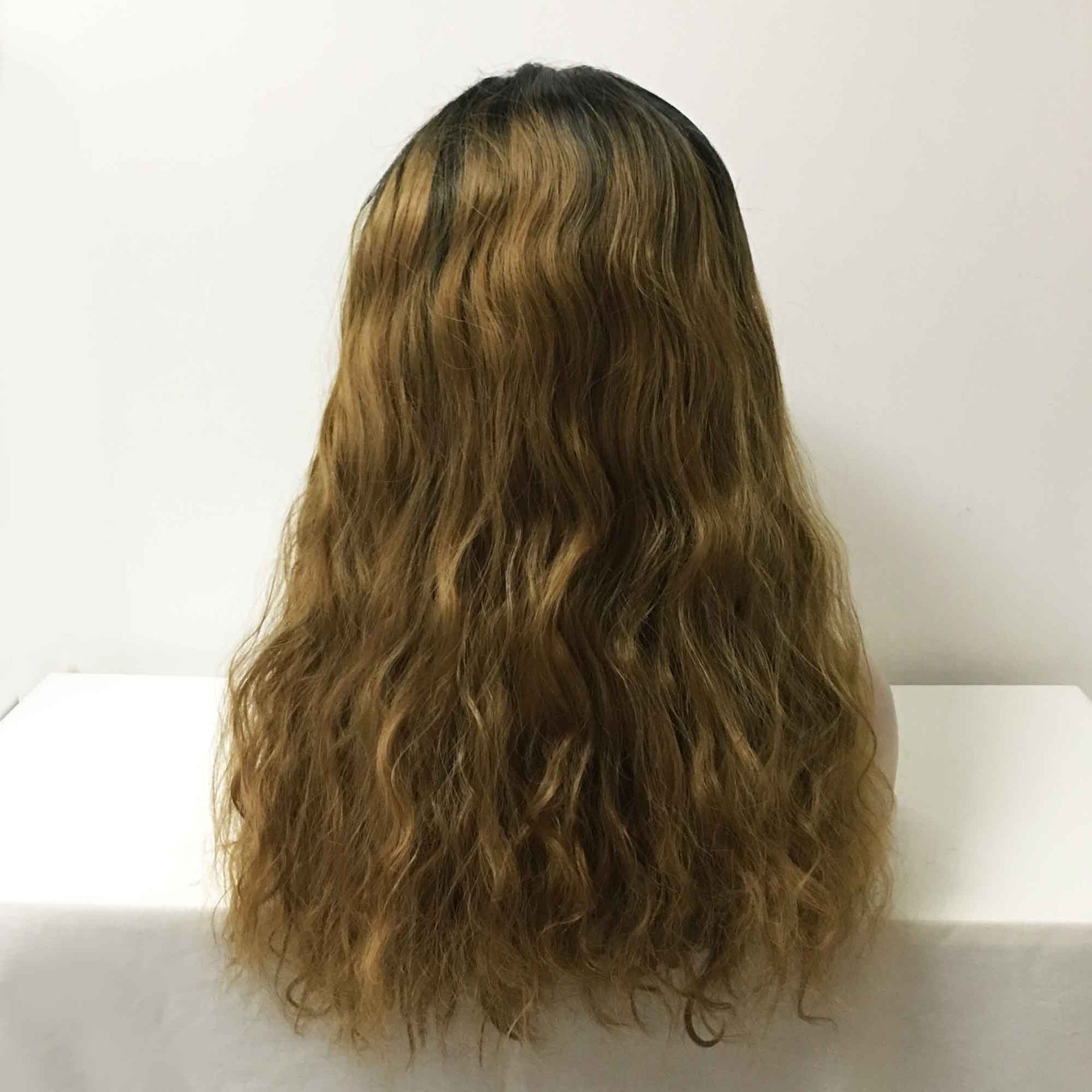 nevermindyrhead Women Brown Dark Root Lace Front Long Curly Middle Part Wig