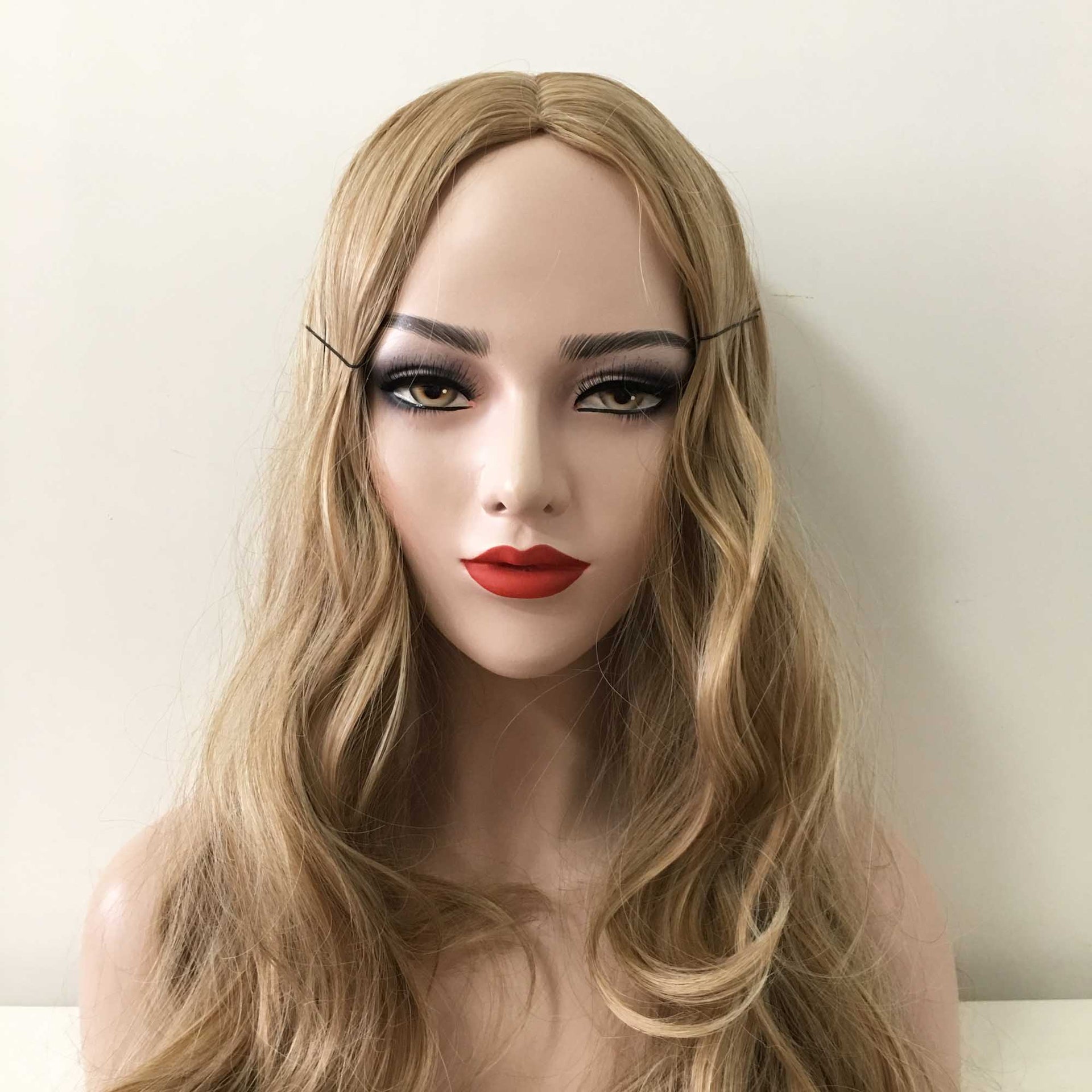 nevermindyrhead Women Brown Long Wavy Middle Part Wig