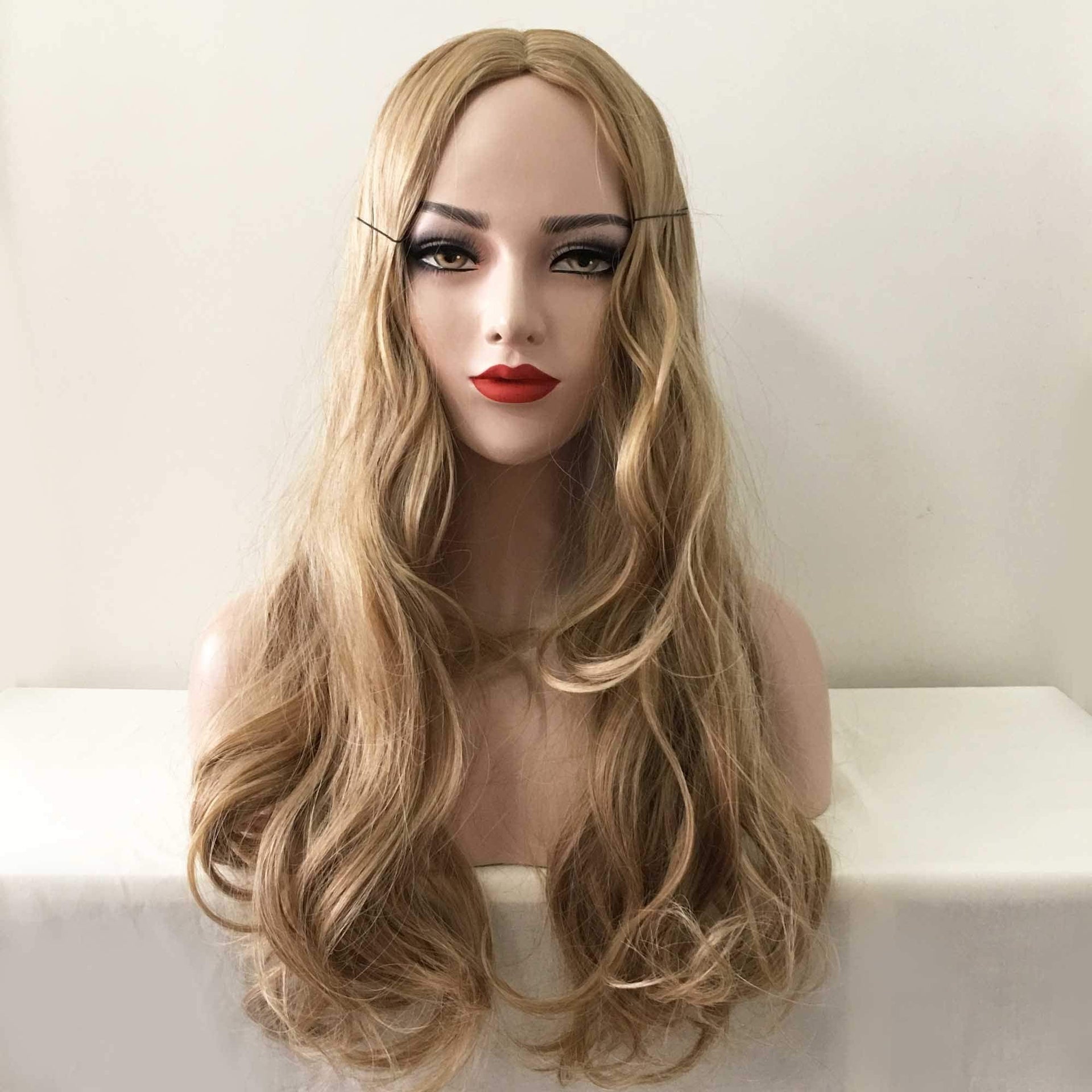 nevermindyrhead Women Brown Long Wavy Middle Part Wig