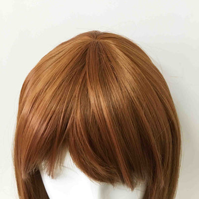 Women Brown Medium Length Straight A-Line Fringe Bangs Cosplay Wig