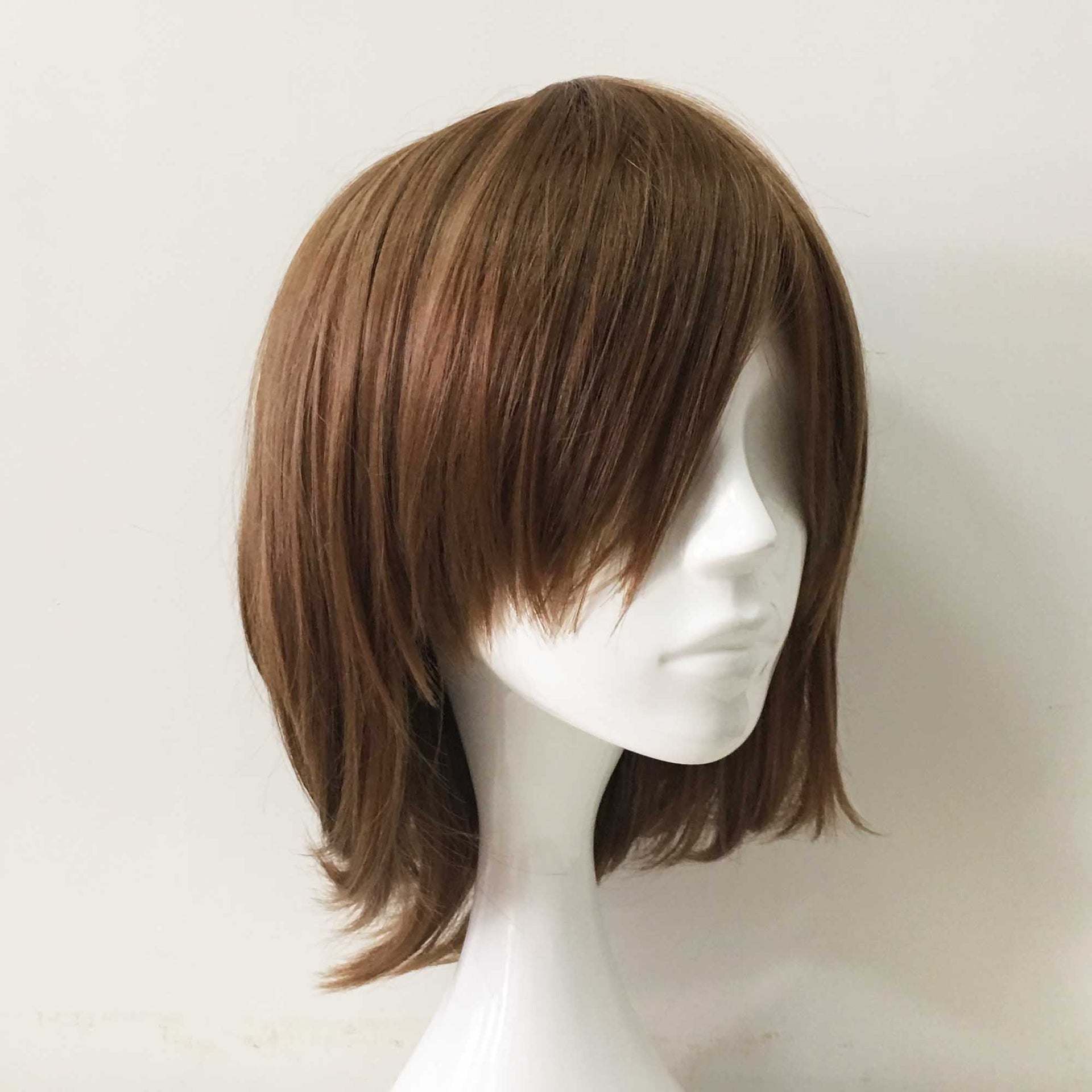 nevermindyrhead Women Brown Short Straight Fringe Bangs Cosplay Wig