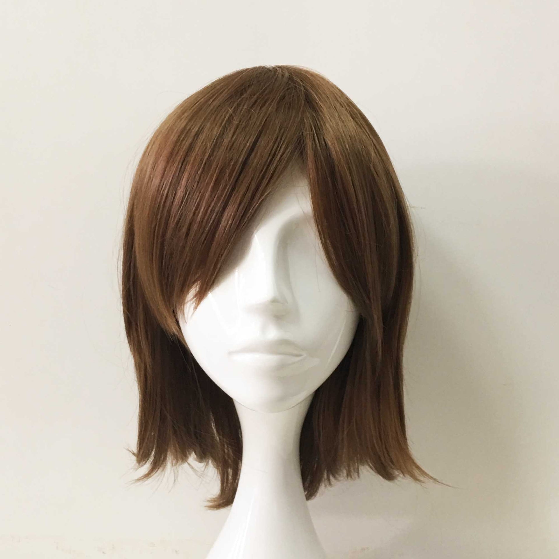 nevermindyrhead Women Brown Short Straight Fringe Bangs Cosplay Wig