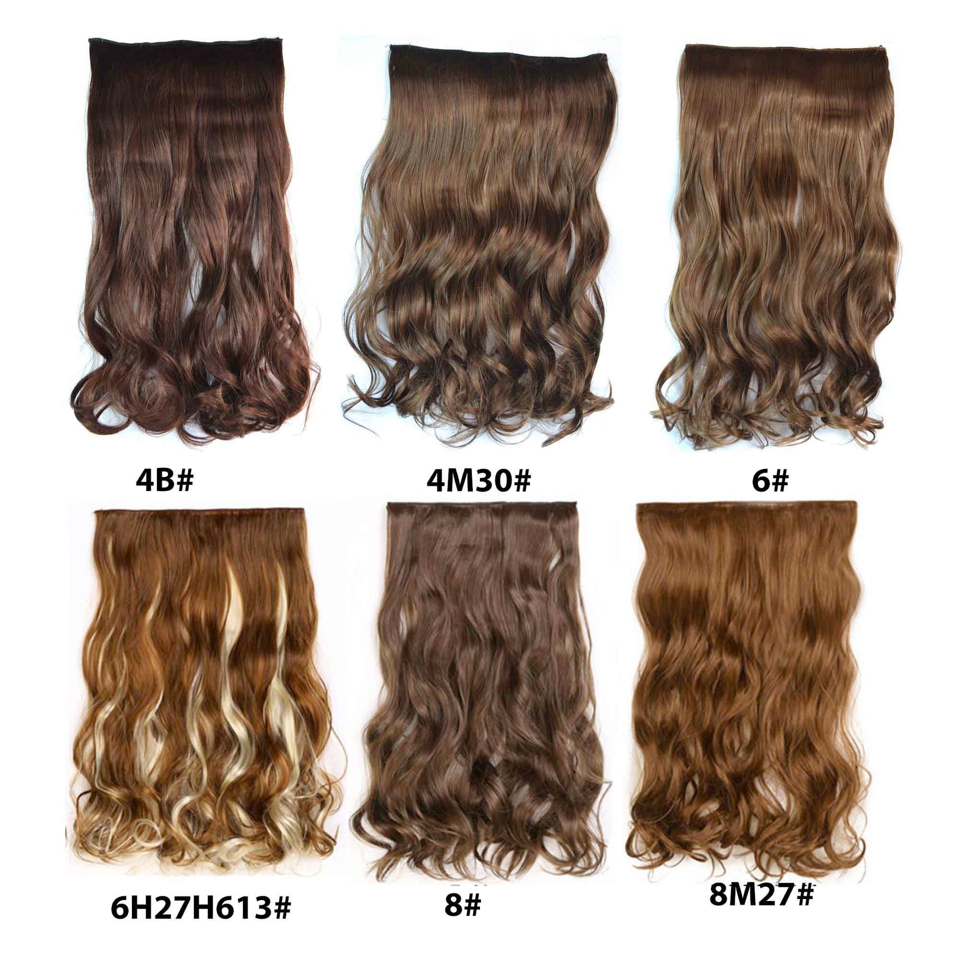 nevermindyrhead Women Clip In 3/4 Full Head Long Curly Synthetic Hair Extensions 5 Clips 24