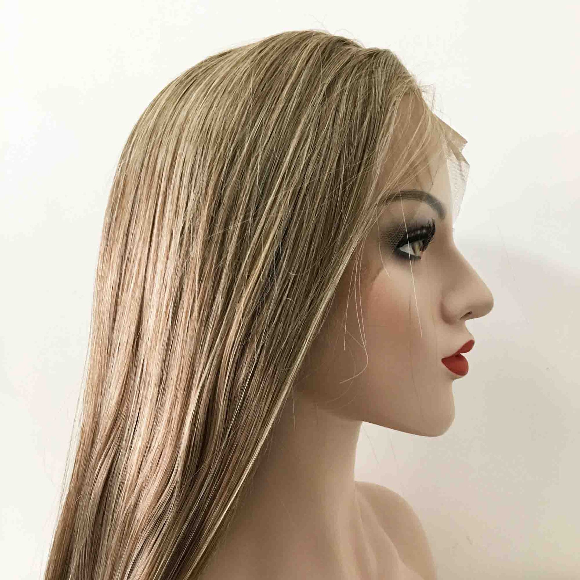 nevermindyrhead Women Dark Ash Blonde Lace Front Long Straight Middle Part Wig