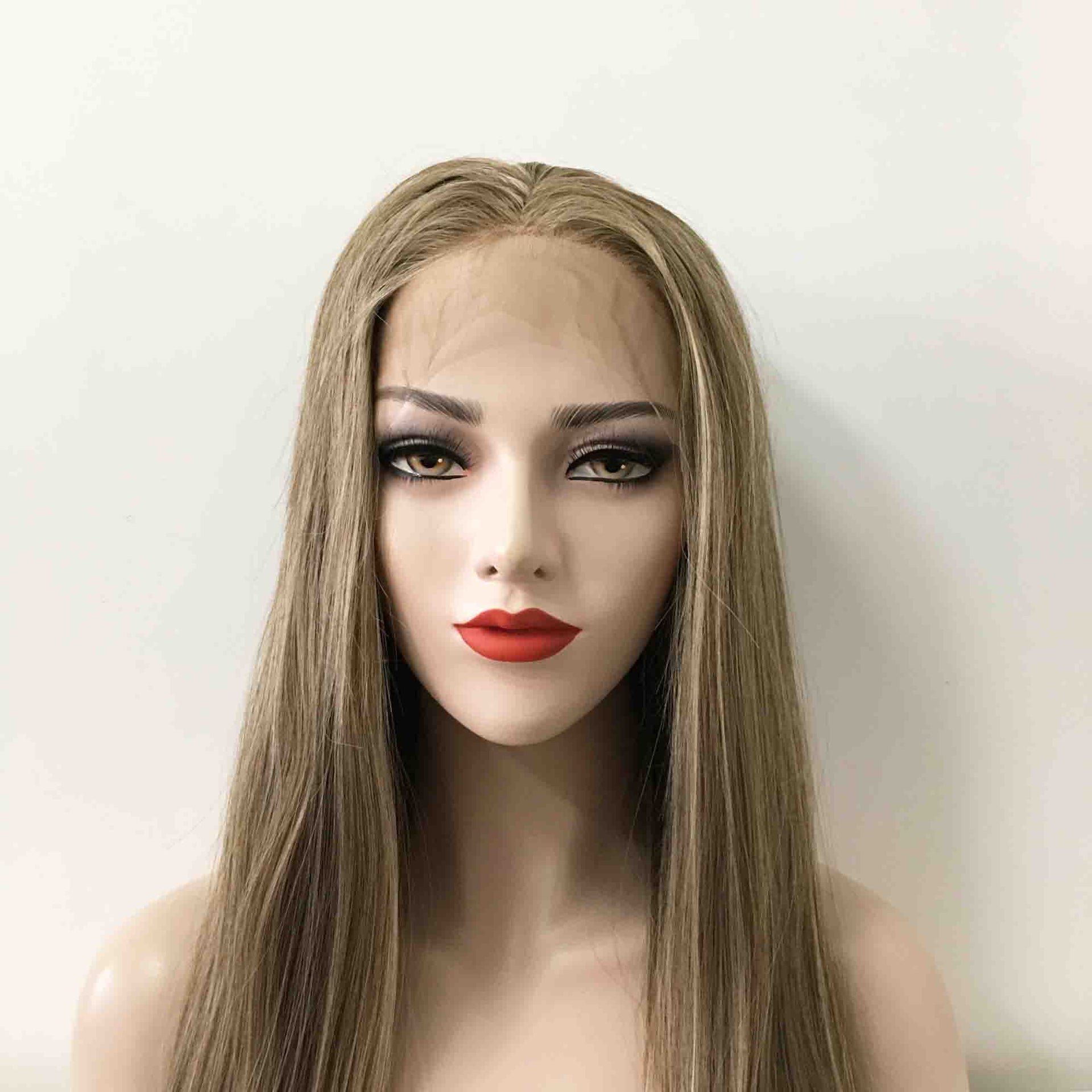 nevermindyrhead Women Dark Ash Blonde Lace Front Long Straight Middle Part Wig