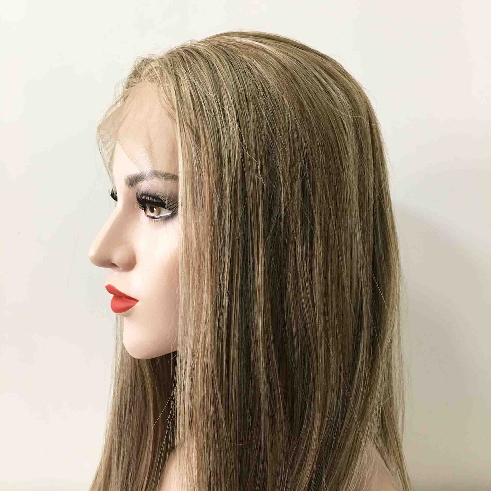 nevermindyrhead Women Dark Ash Blonde Lace Front Long Straight Middle Part Wig