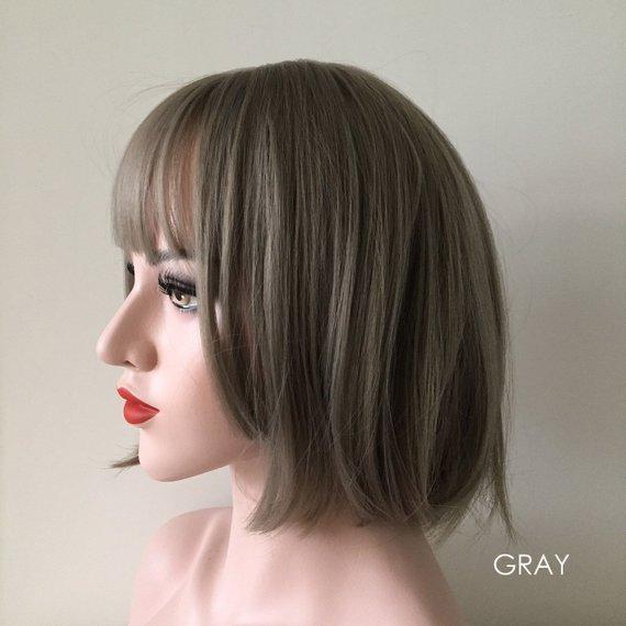 nevermindyrhead Women Dark Brown Black Short Straight Bob Layered Wig