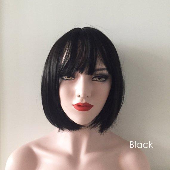 nevermindyrhead Women Dark Brown Black Short Straight Bob Layered Wig Black