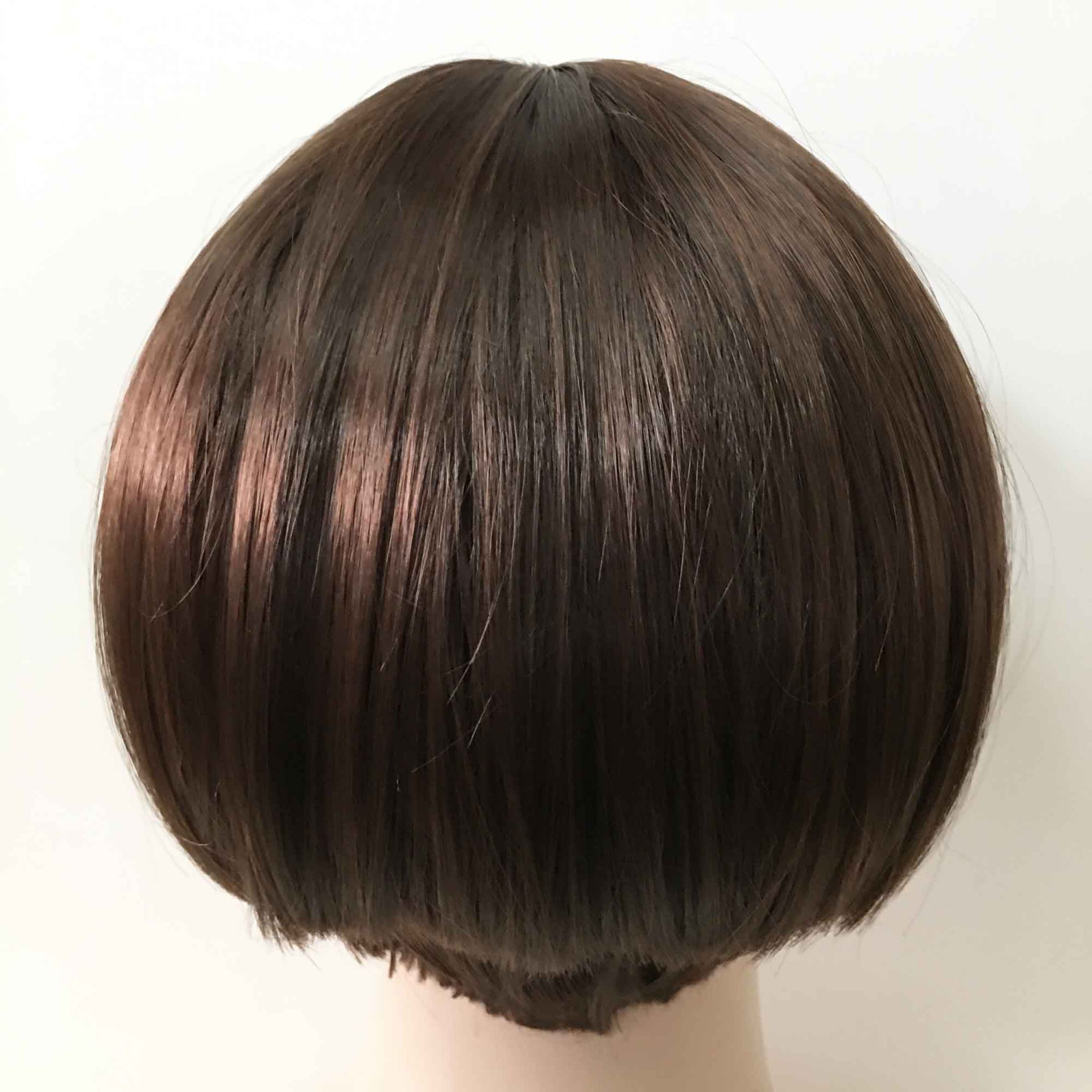 nevermindyrhead Women Dark Brown Short Straight Bob Blunt Bangs Wig