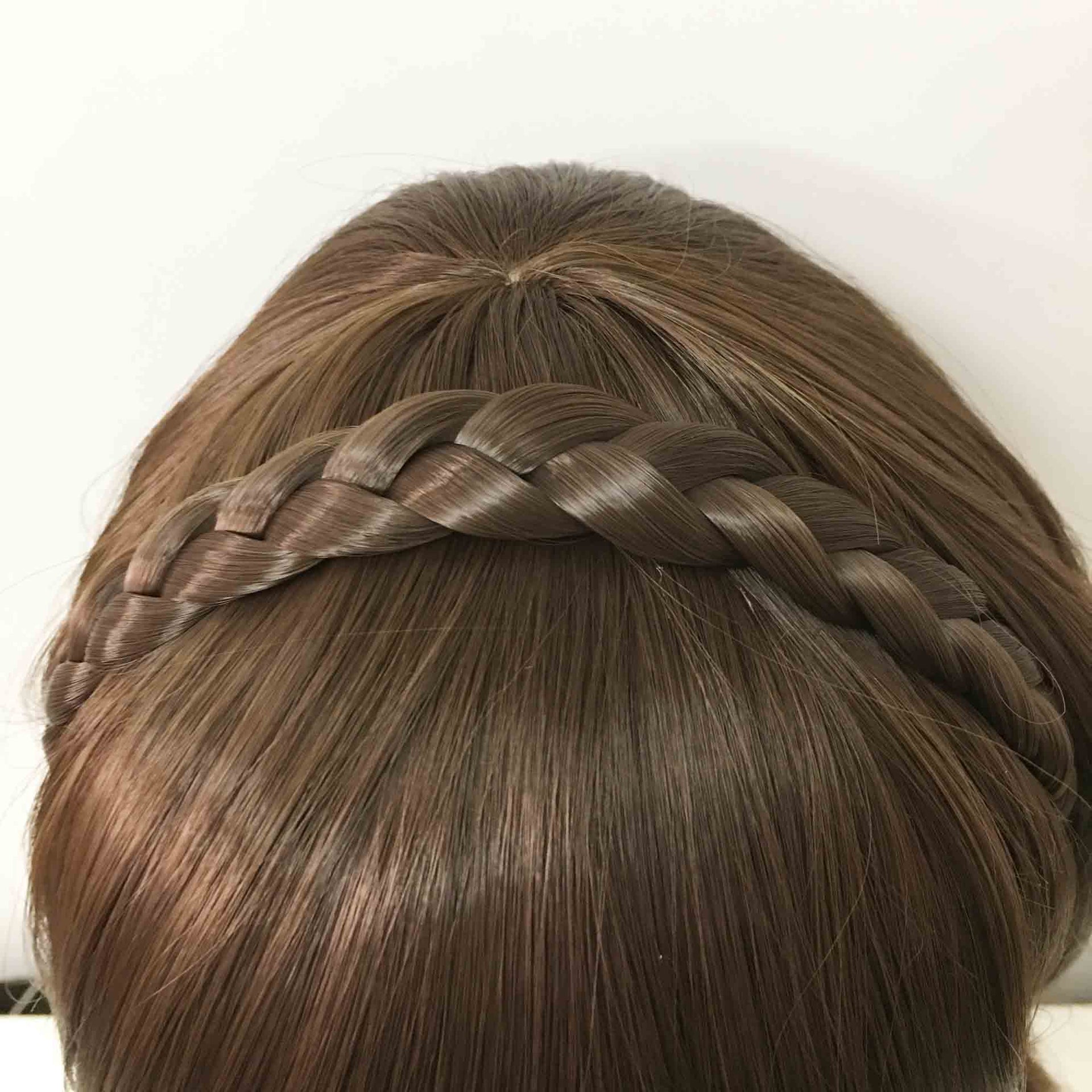 nevermindyrhead Women Dark Brown Short Straight Braided Headband Long Bangs Cosplay Wig