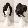 Women Dark Brown Short Straight Detachable Ponytail Cosplay Wig