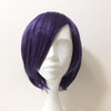 Women Dark Purple Short Straight Side Swept Bangs Bob Cosplay Wig