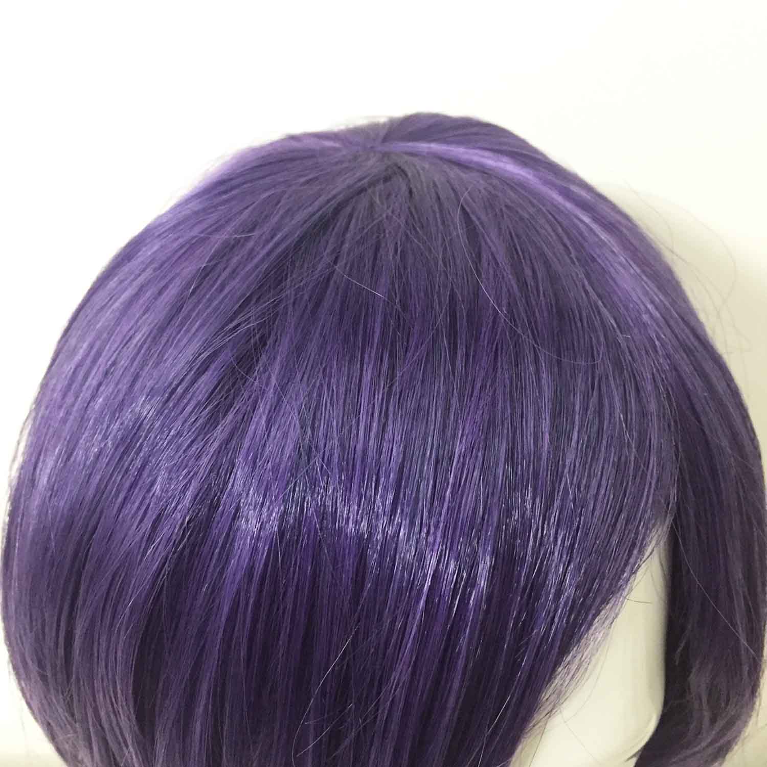 nevermindyrhead Women Dark Purple Short Straight Side Swept Bangs Bob Cosplay Wig