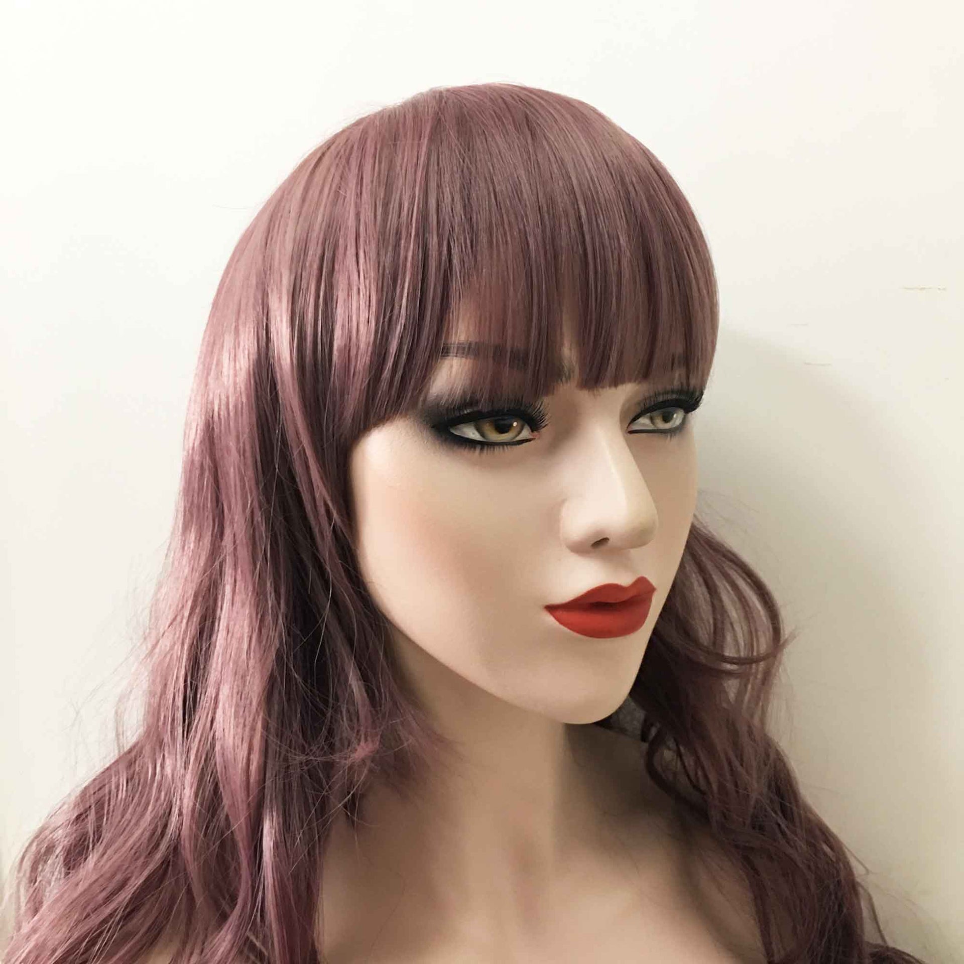nevermindyrhead Women Dusty Purple Long Wavy Fringe Bangs Fringe Bangs Wig