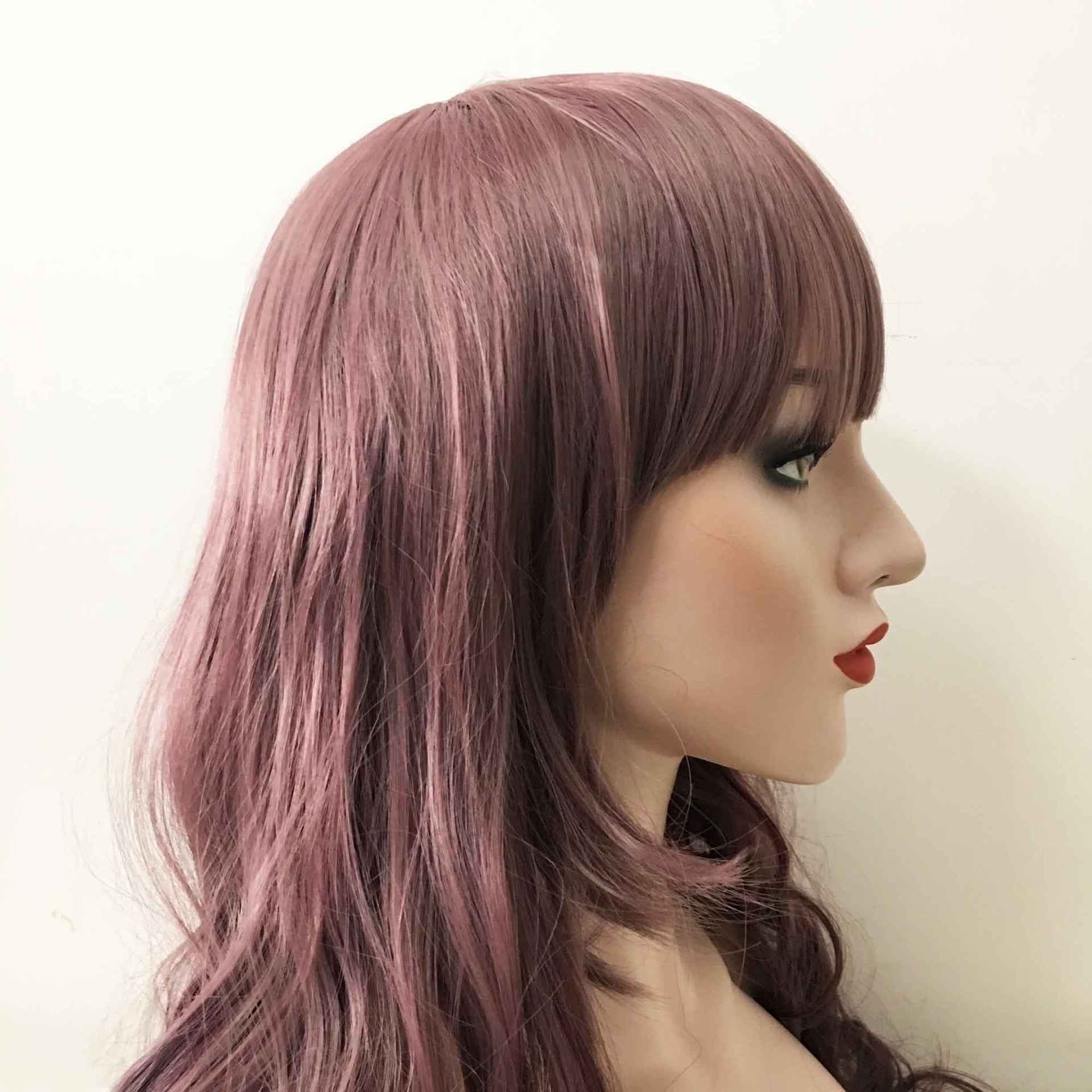 nevermindyrhead Women Dusty Purple Long Wavy Fringe Bangs Fringe Bangs Wig