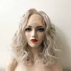 Women Gray Lace Front Medium Length Curly Fluffy Side Part Wig