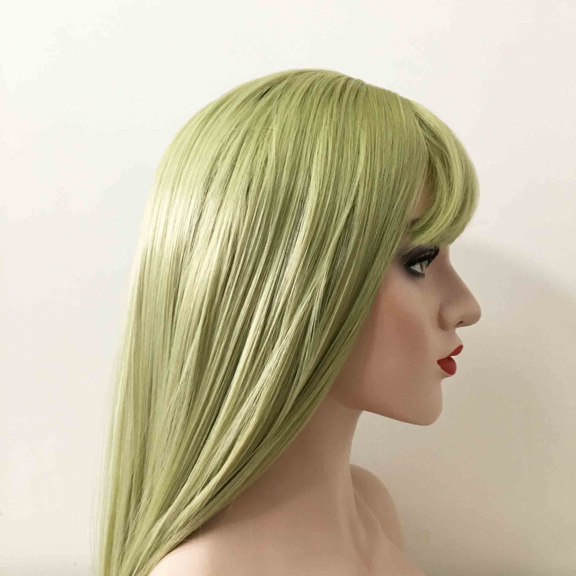 nevermindyrhead Women Green Long Straight Fringe Bangs Blunt End Wig