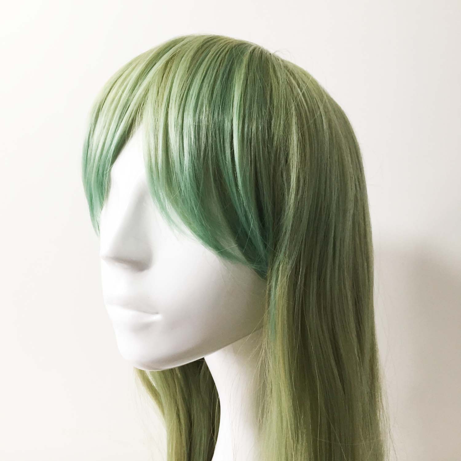 nevermindyrhead Women Green Ombre Long Straight Fringe Bangs Cosplay Wig