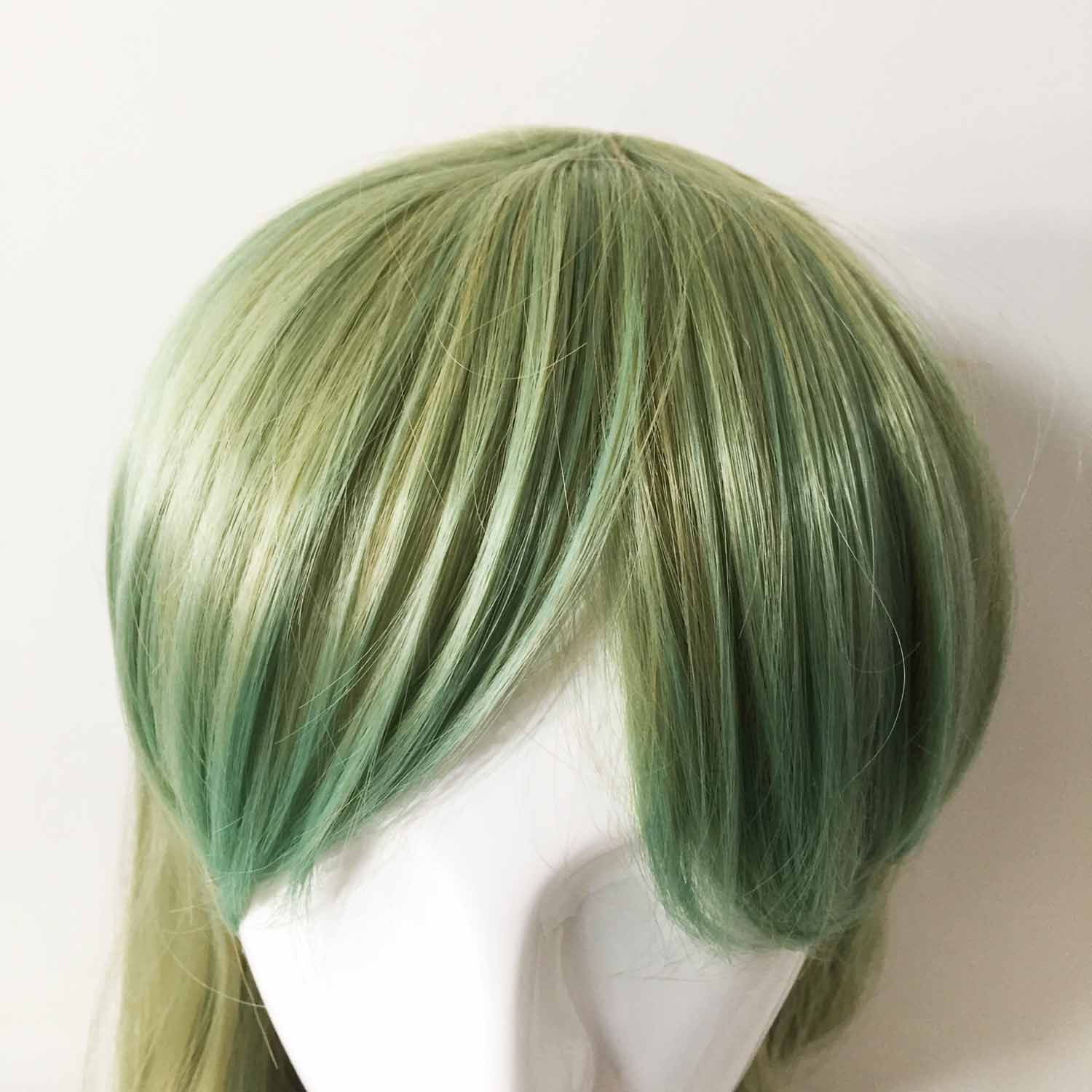 nevermindyrhead Women Green Ombre Long Straight Fringe Bangs Cosplay Wig