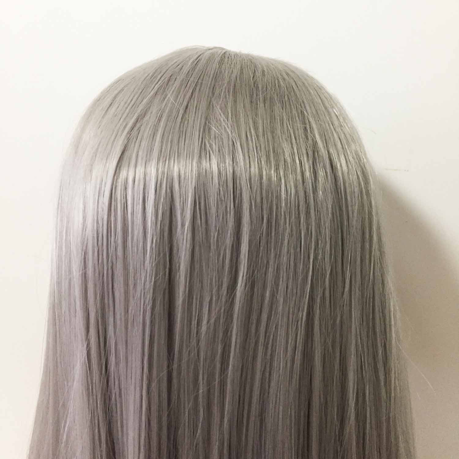 nevermindyrhead Women Grey Lace Front Middle Part Long Straight Choppy End Wig 20inches
