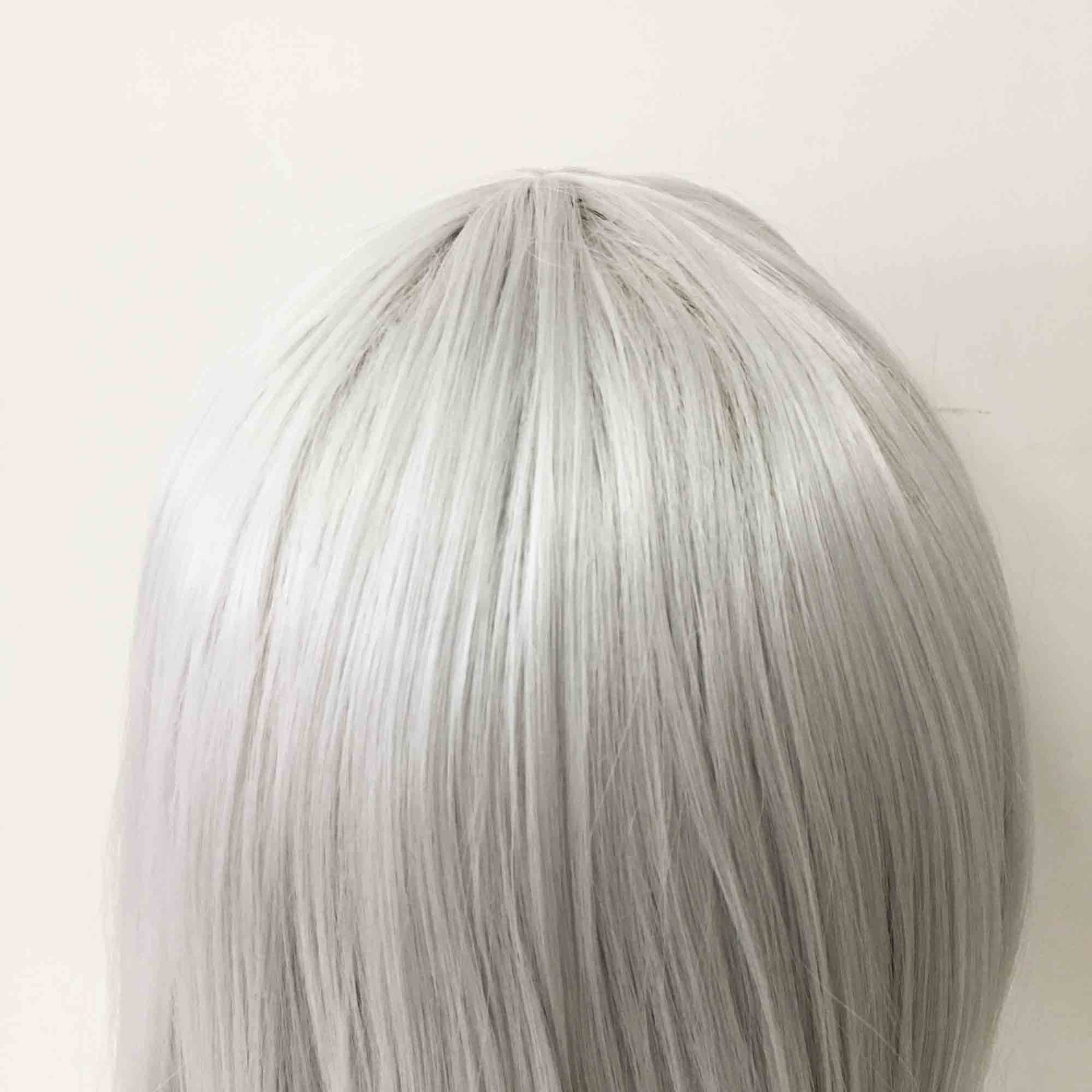nevermindyrhead Women Gray Medium Length Straight Bob Blunt Bangs Cosplay Wig