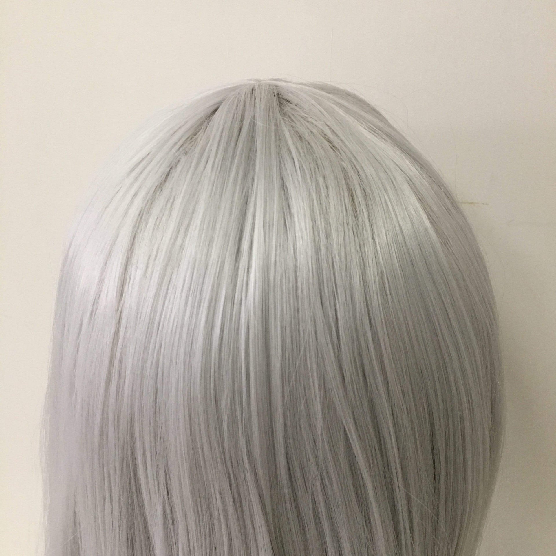 nevermindyrhead Women Gray Medium Length Straight Bob Blunt Bangs Cosplay Wig