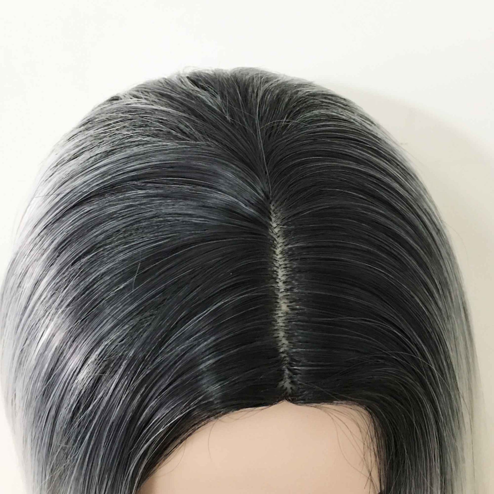nevermindyrhead Women Grey Ombre Dark Root Long Straight Middle Part Wig
