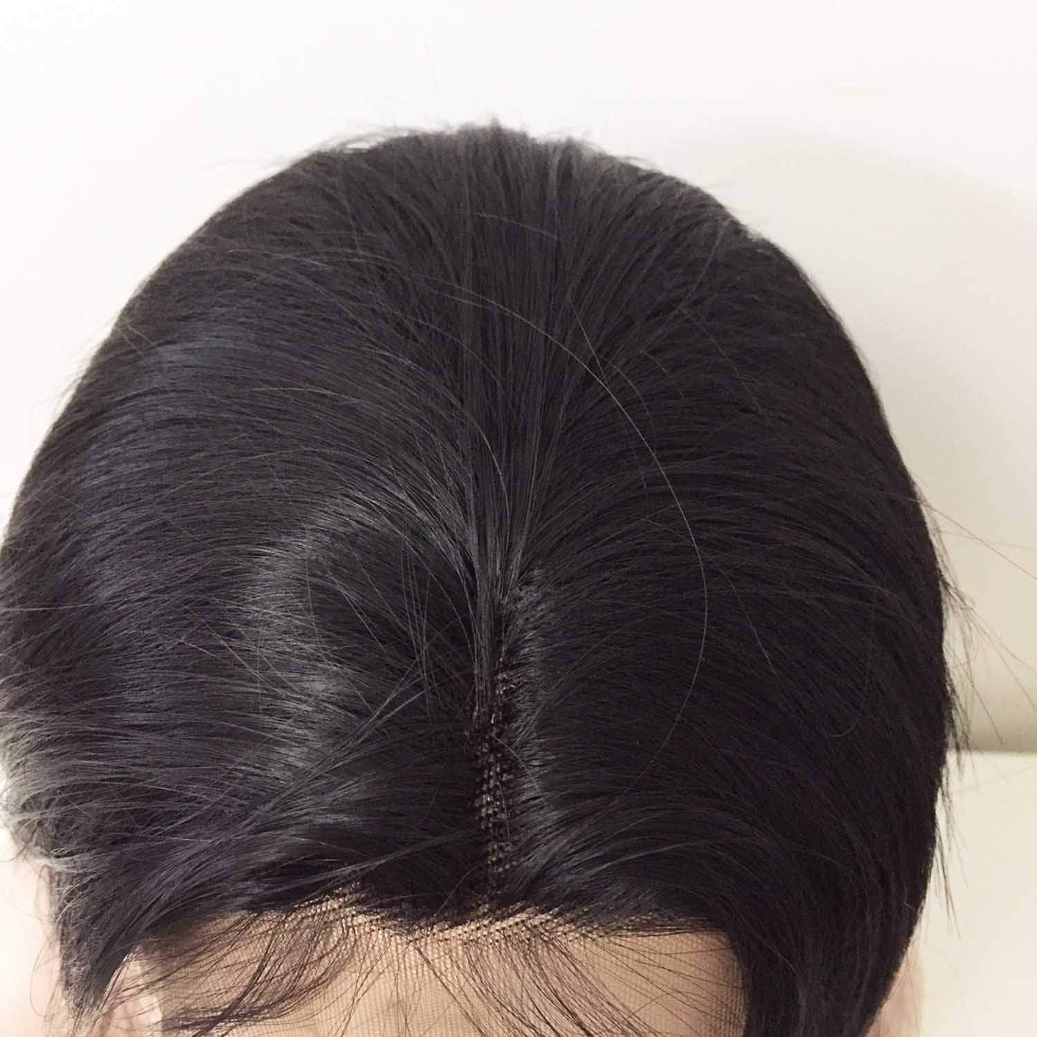 nevermindyrhead Women Lace Front Black Pre-plucked Natural Hairline Soft Bangs Long Straight Hair Wig