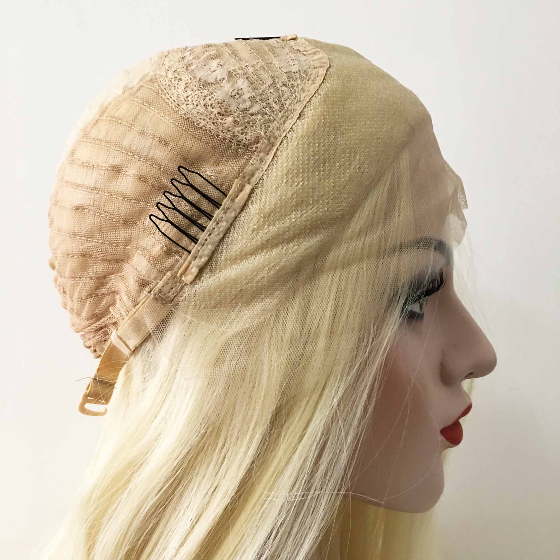 nevermindyrhead Women Lace Front Light Blonde Middle Part Long Soft Straight Hair Wig
