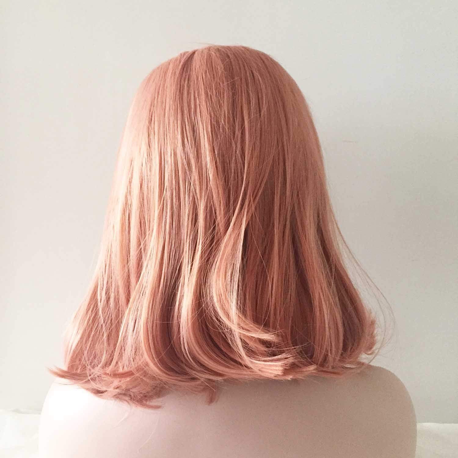 nevermindyrhead Women Lace Front Pink Side Part Shoulder Length Long Straight Hair Wig