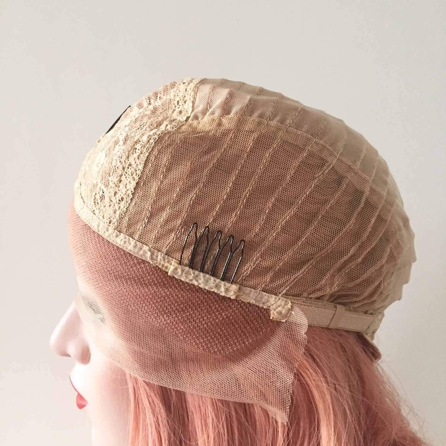 nevermindyrhead Women Lace Front Pink Side Part Shoulder Length Long Straight Hair Wig