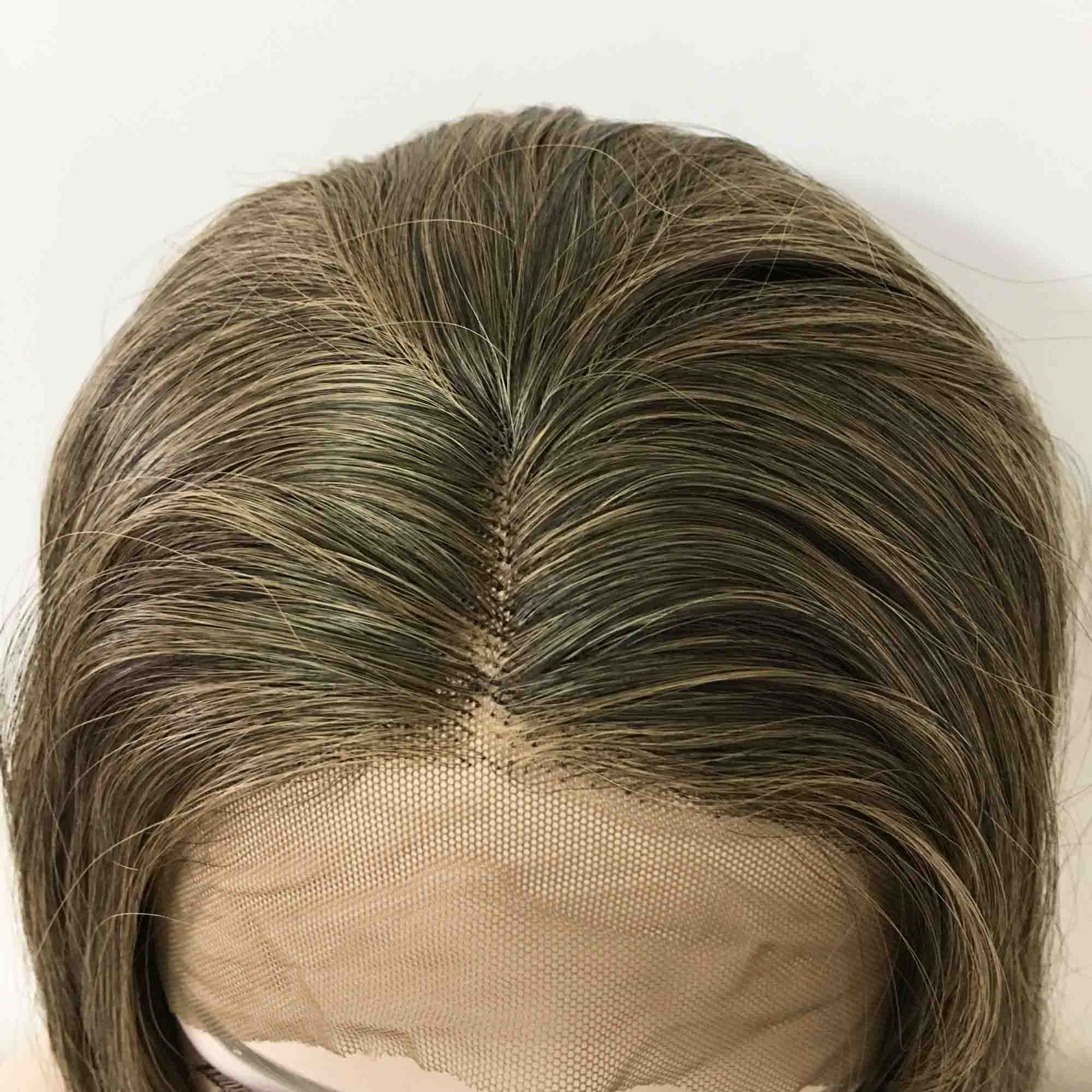nevermindyrhead Women Lace Front Very Dark Brown Ash Blonde Highlight Long Straight Middle Part Wig