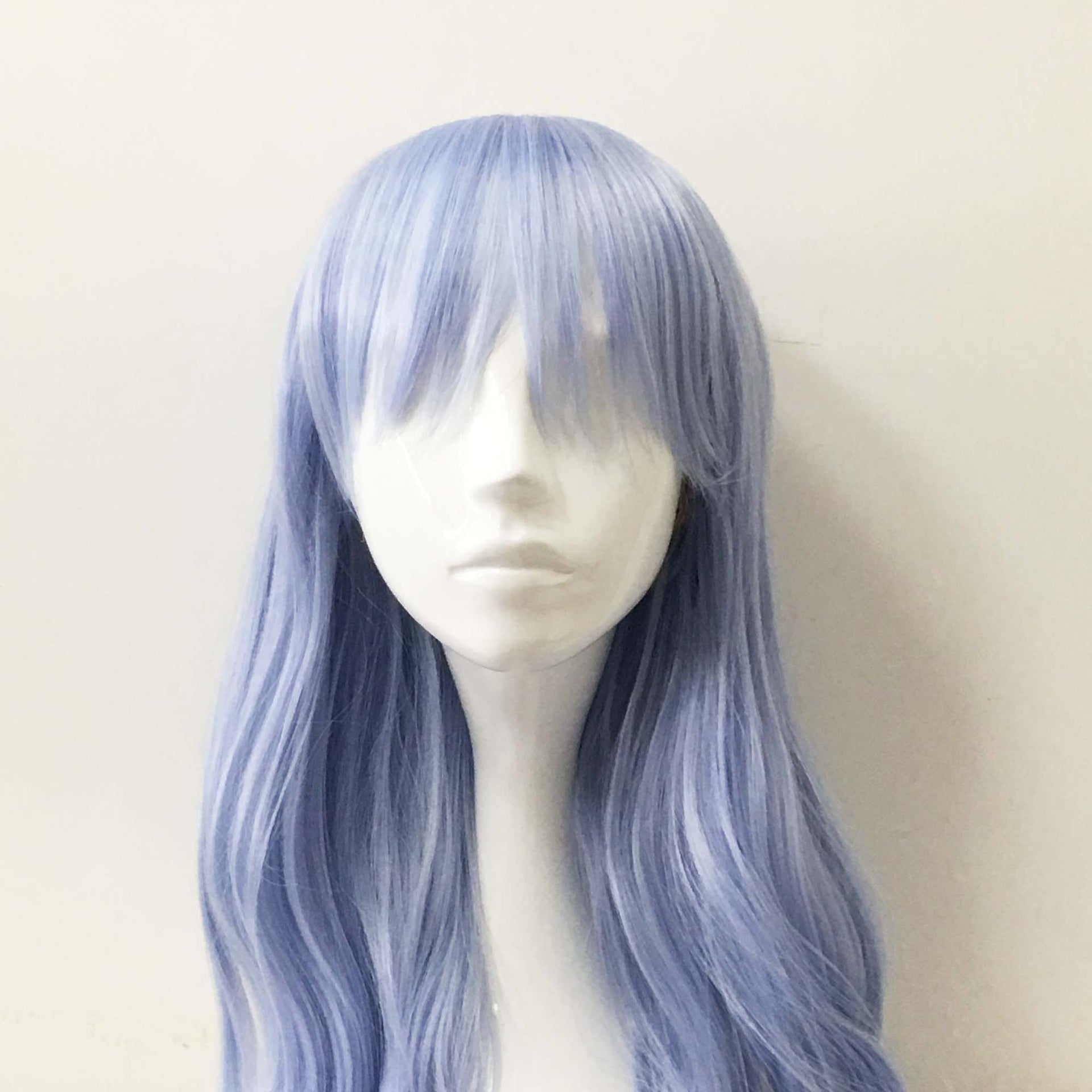 nevermindyrhead Women Light Blue Pastel Long Wavy Fringe Bangs Cosplay Wig