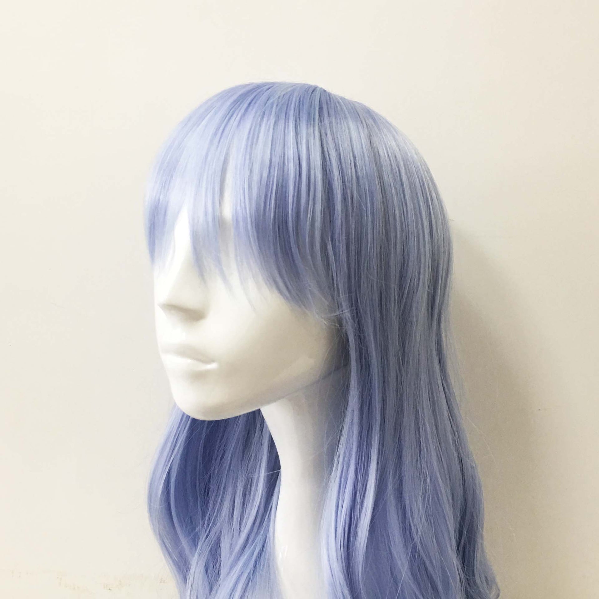 nevermindyrhead Women Light Blue Pastel Long Wavy Fringe Bangs Cosplay Wig