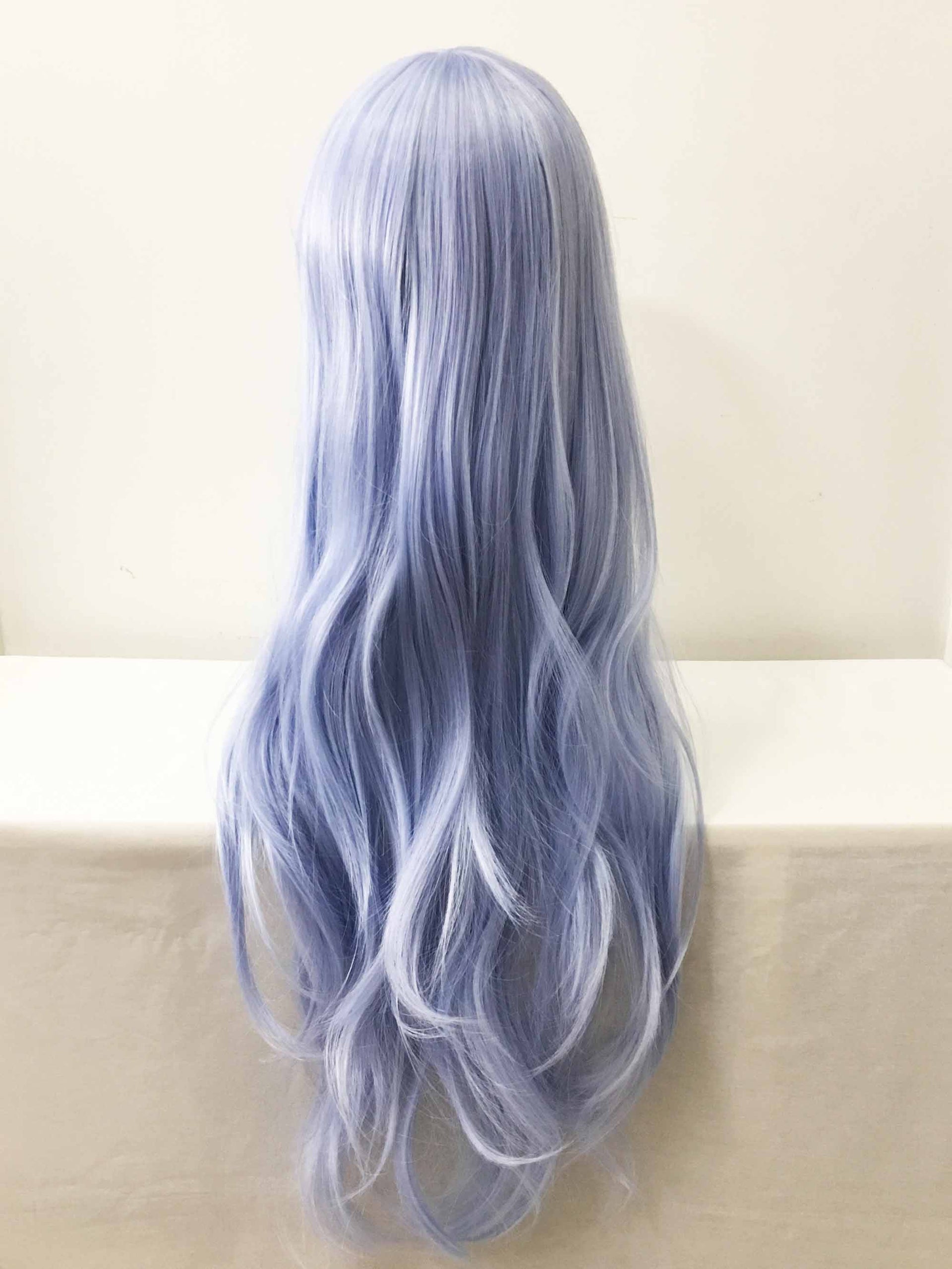 nevermindyrhead Women Light Blue Pastel Long Wavy Fringe Bangs Cosplay Wig